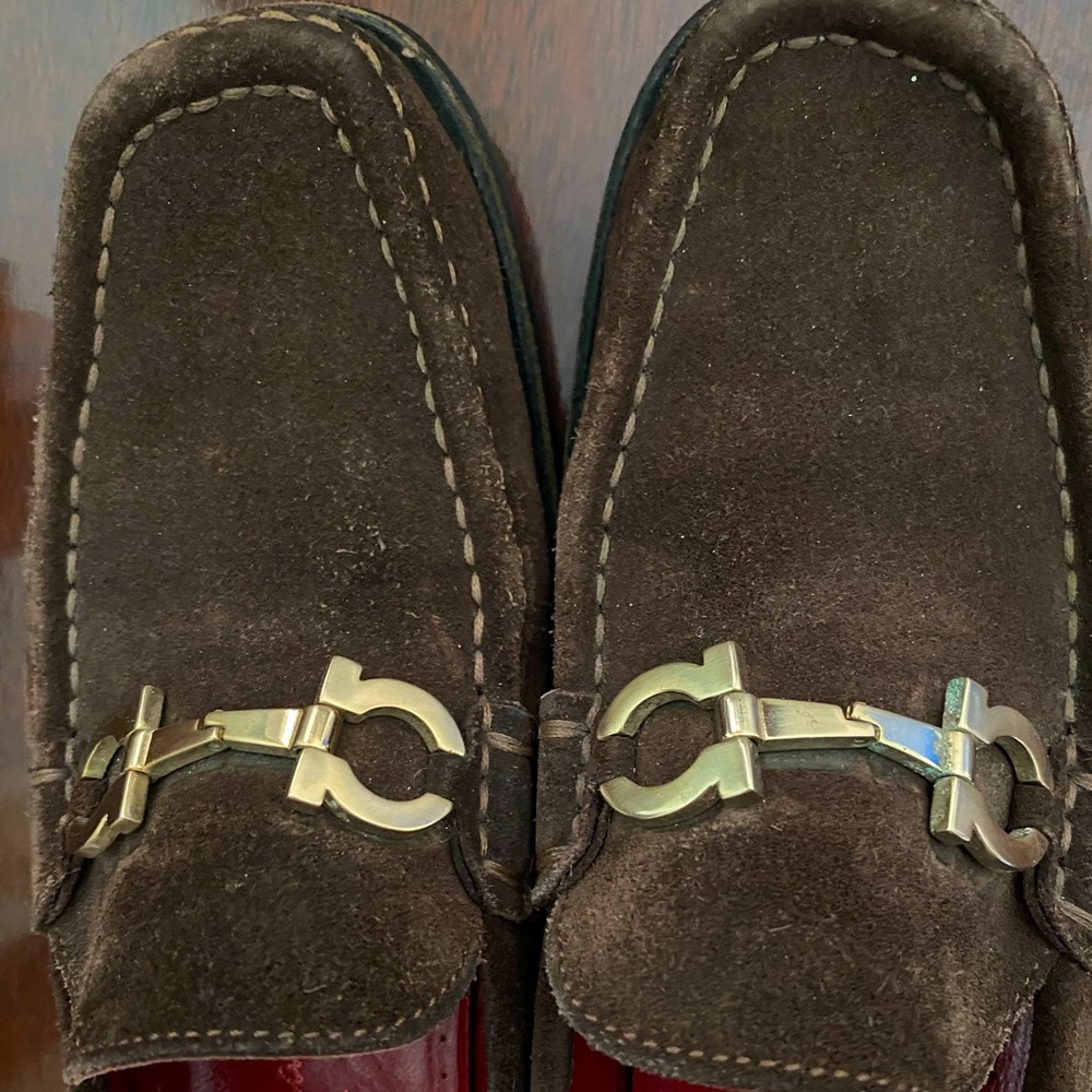 Salvatore Ferragamo Gancini suede loafers